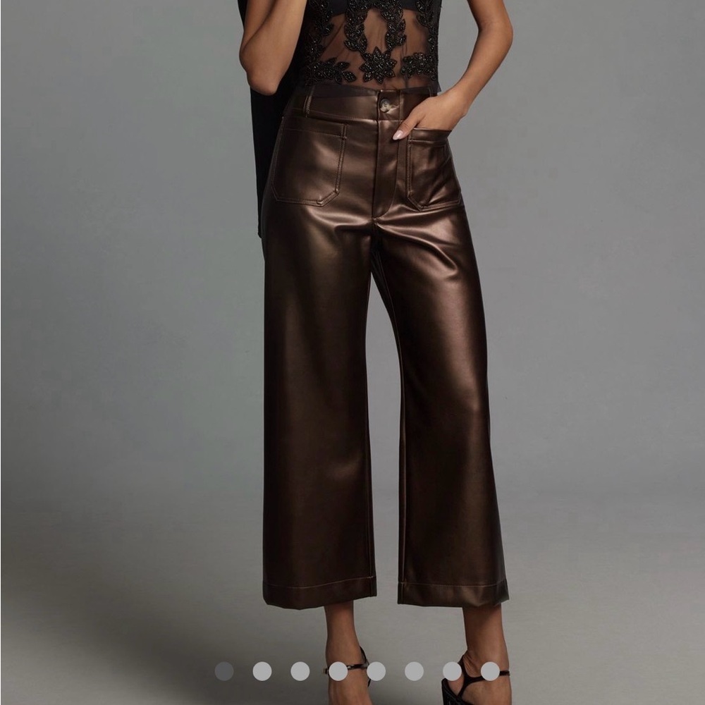 Maeve by Anthropologie Metallic Brown Wide Leg Pant